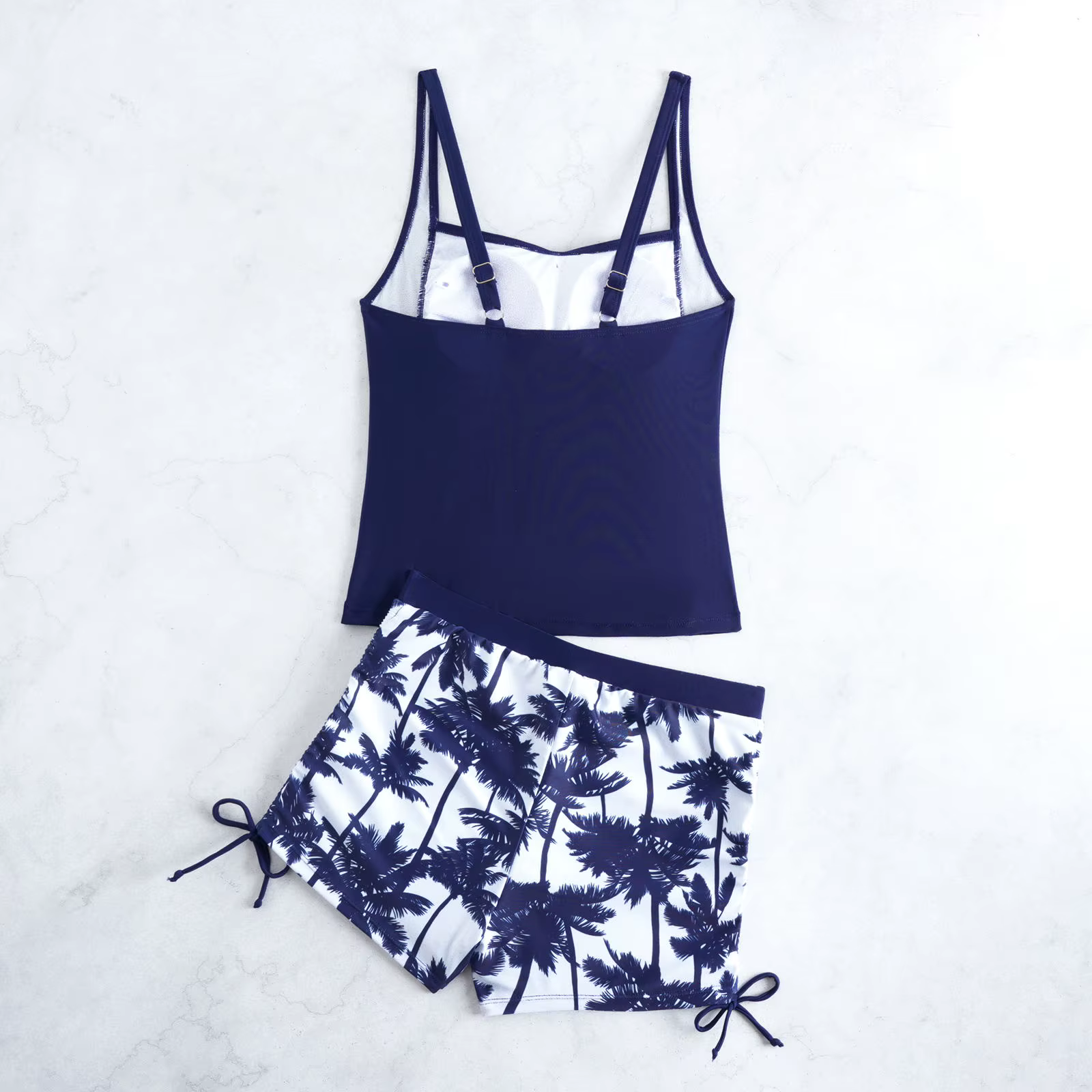 Maillots de bain tankini pour femmes, imprimés, avec short à cordon de serrage latéral, maillot de bain deux pièces tendance pour les vacances à la plage
