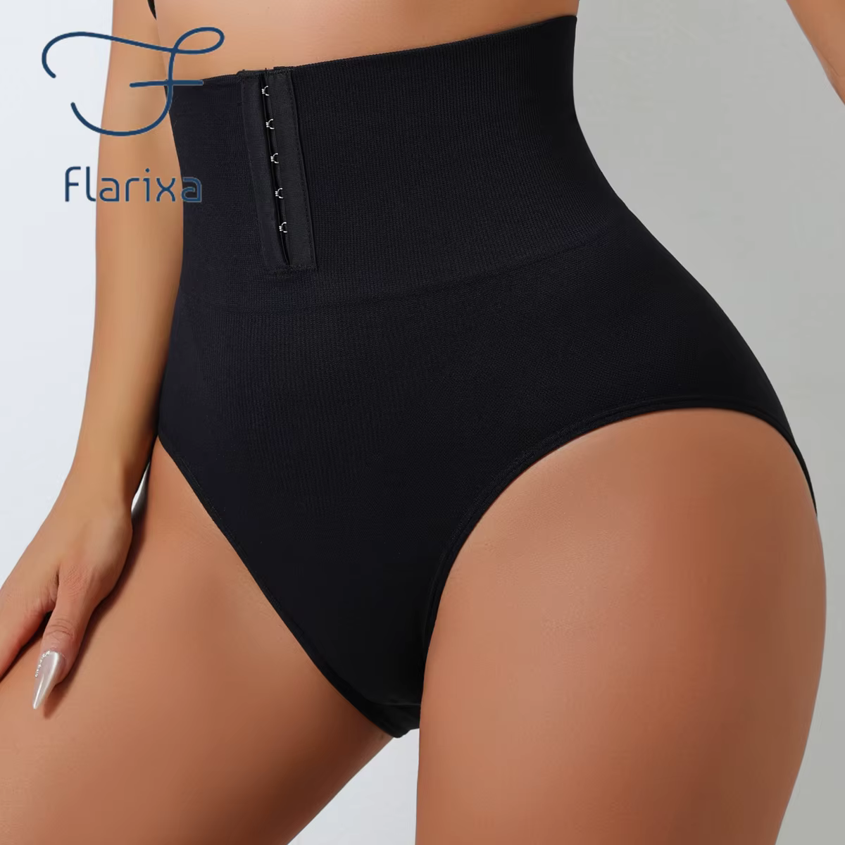 Flarixa taille haute sans couture culotte ventre plat façonnage slips femmes boutonnage