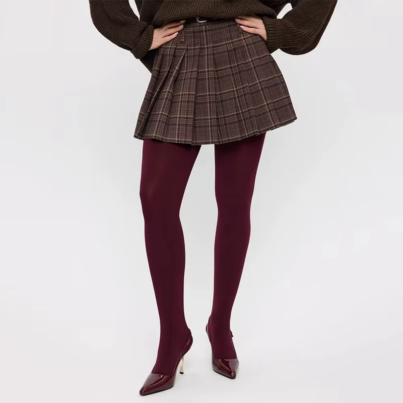 Koweït femmes 80D Ultra doux Opaque bordeaux collants taille haute couleur unie pieds