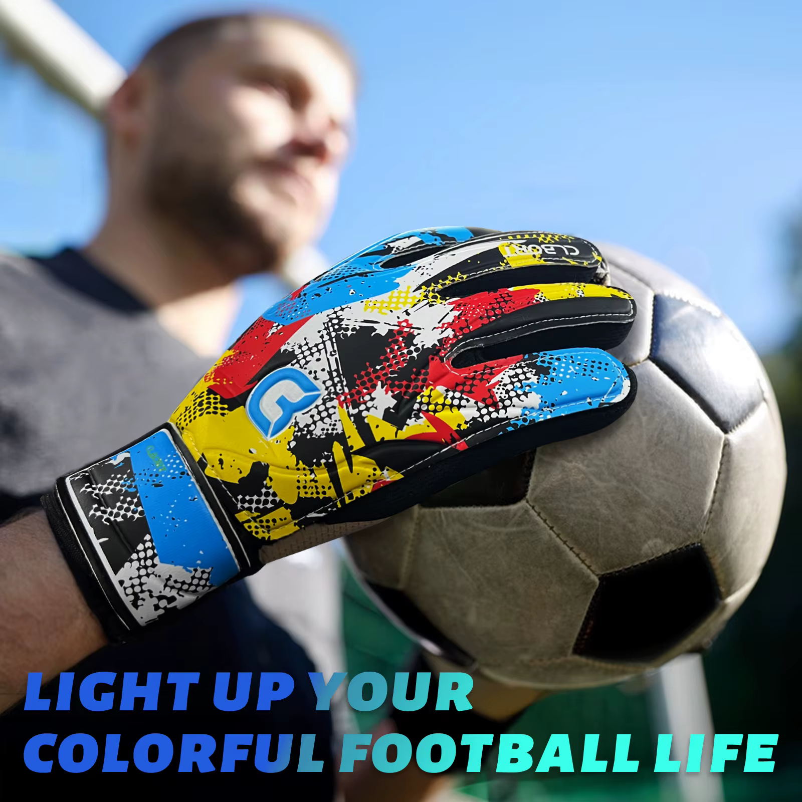 Gants de gardien de but de football, gants de gardien de but de style graffiti avec forte adhérence, gants de football antidérapants