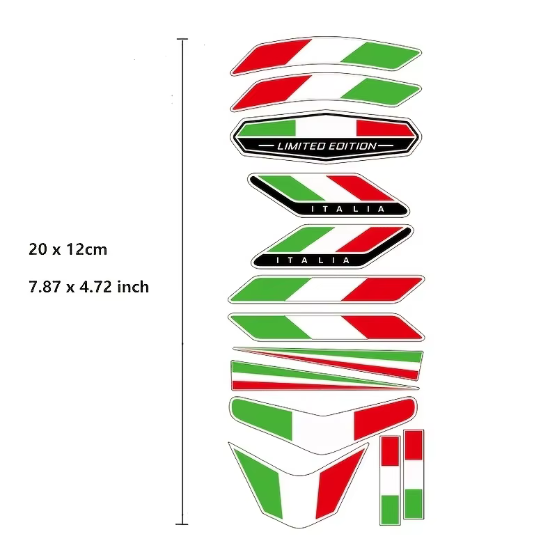 Autocollant drapeau italien, 13 pièces, Badge de décoration, accessoires de voiture italiens pour moto, voiture, vélo, camion