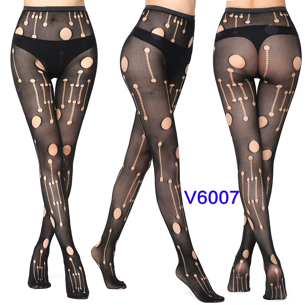 Bas résille collants à motifs en dentelle
