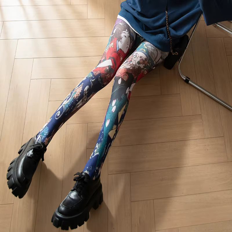 Collants imprimés rétro pour femmes