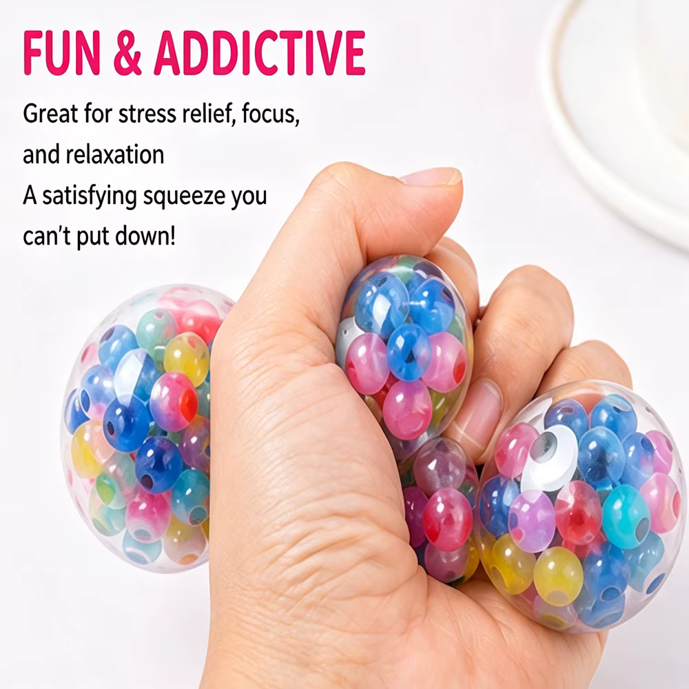 Squishy Kawaii Planète Galaxie Emoji, Rempli de Billes Éclatantes, Doux à Presser, Anti-Stress, Décoration Esthétique pour Chambre et Bureau, Ornement, Cadeau