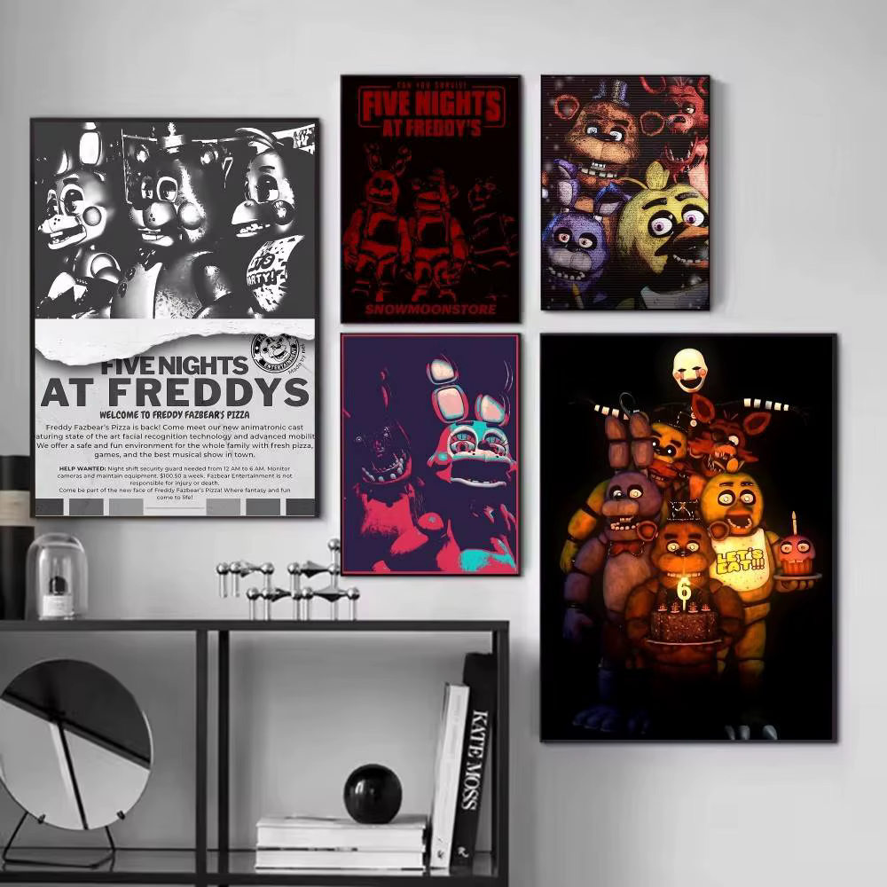 1pc Game Fnaf Five-nights-At-Freddys Classic Posters Fancy Wall Sticker for Living Room Bar Decoration Wall Decor