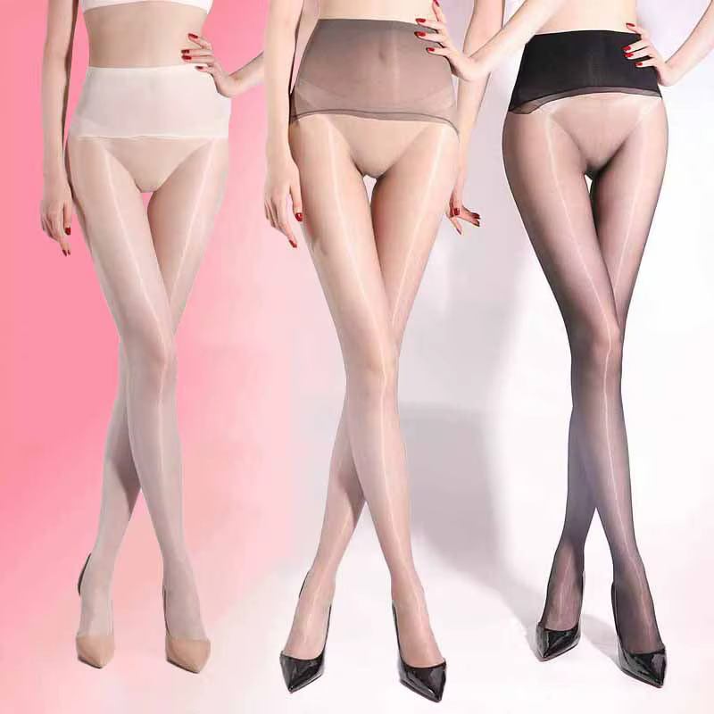 1 Deniers Ultra-mince Transparent brillant taille haute collants femmes huile