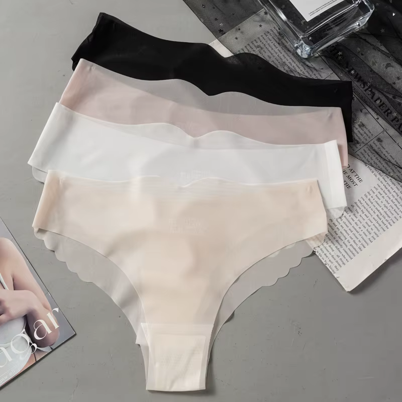 M-XL sans couture glace soie culottes femmes Sexy taille basse Ultra-mince Transparent slips antibactérien entrejambe sous-vêtement confortable