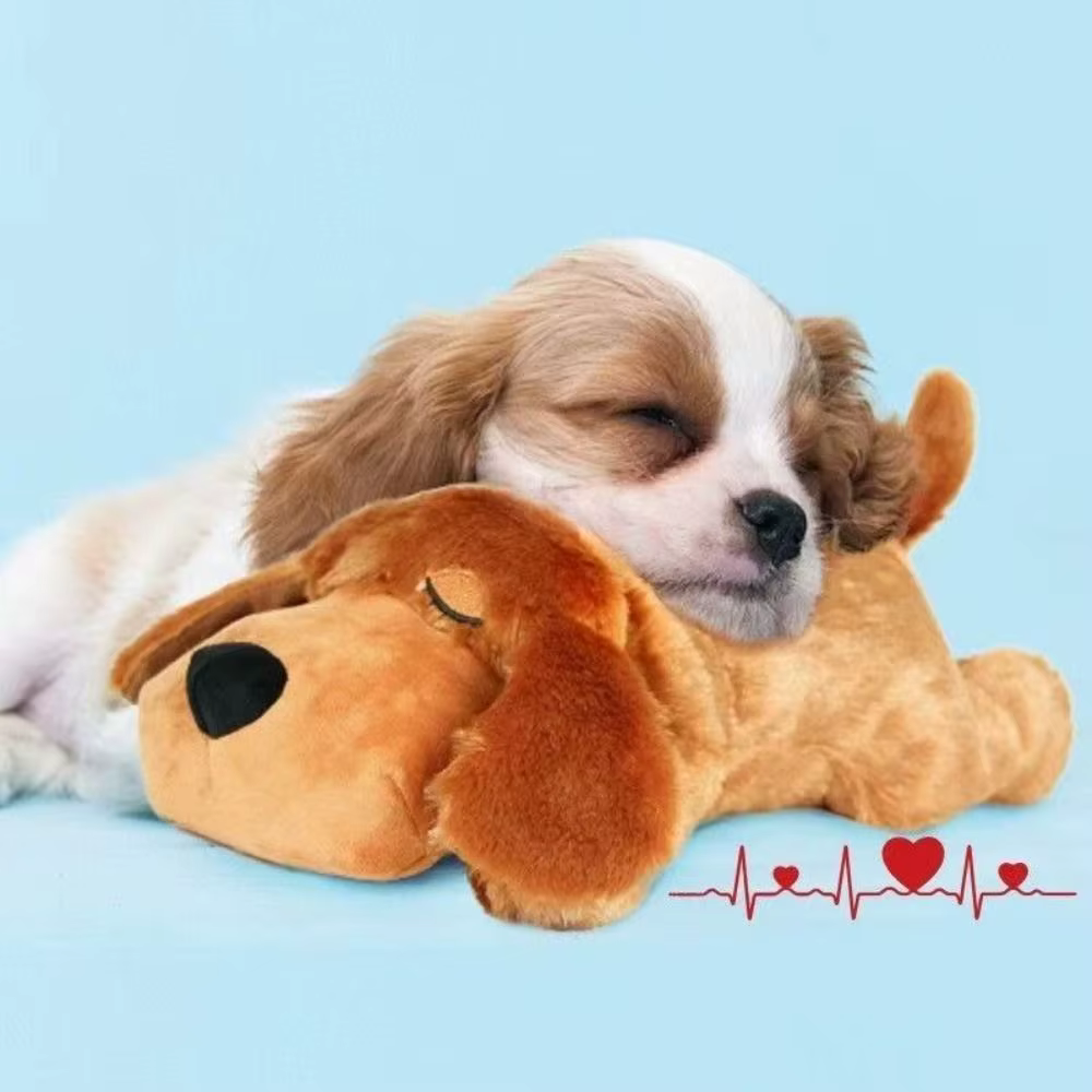 Aide au sommeil, animal en peluche avec battement de cœur de chien, entraînement comportemental, chien couché, jouet anti-anxiété, chiot, animaux de compagnie, chiens, jeu