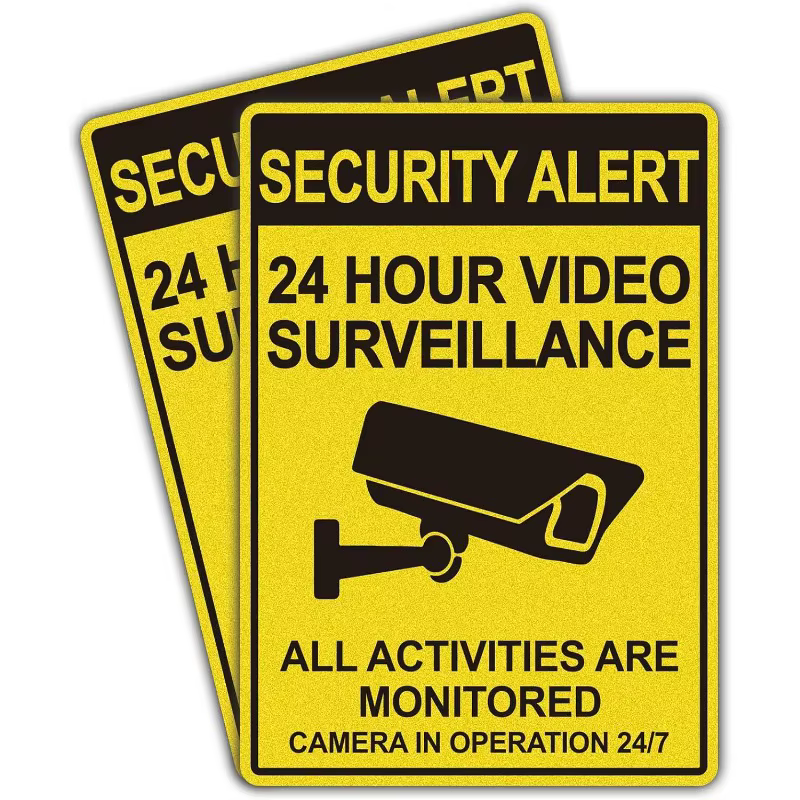 Autocollants de voiture signes de sécurité panneau de vidéosurveillance autocollants en vinyle, panneaux de caméra de sécurité 24 heures 15 cm PVC KK