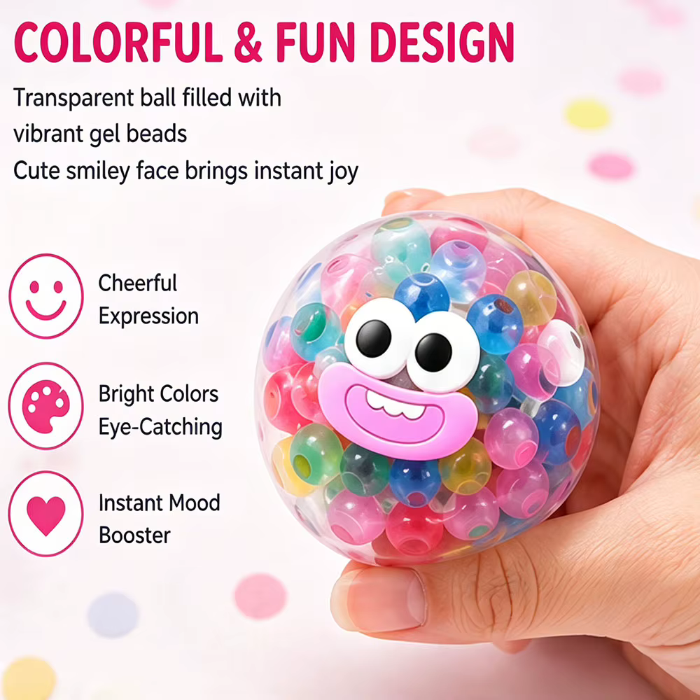 Squishy Kawaii Planète Galaxie Emoji, Rempli de Billes Éclatantes, Doux à Presser, Anti-Stress, Décoration Esthétique pour Chambre et Bureau, Ornement, Cadeau