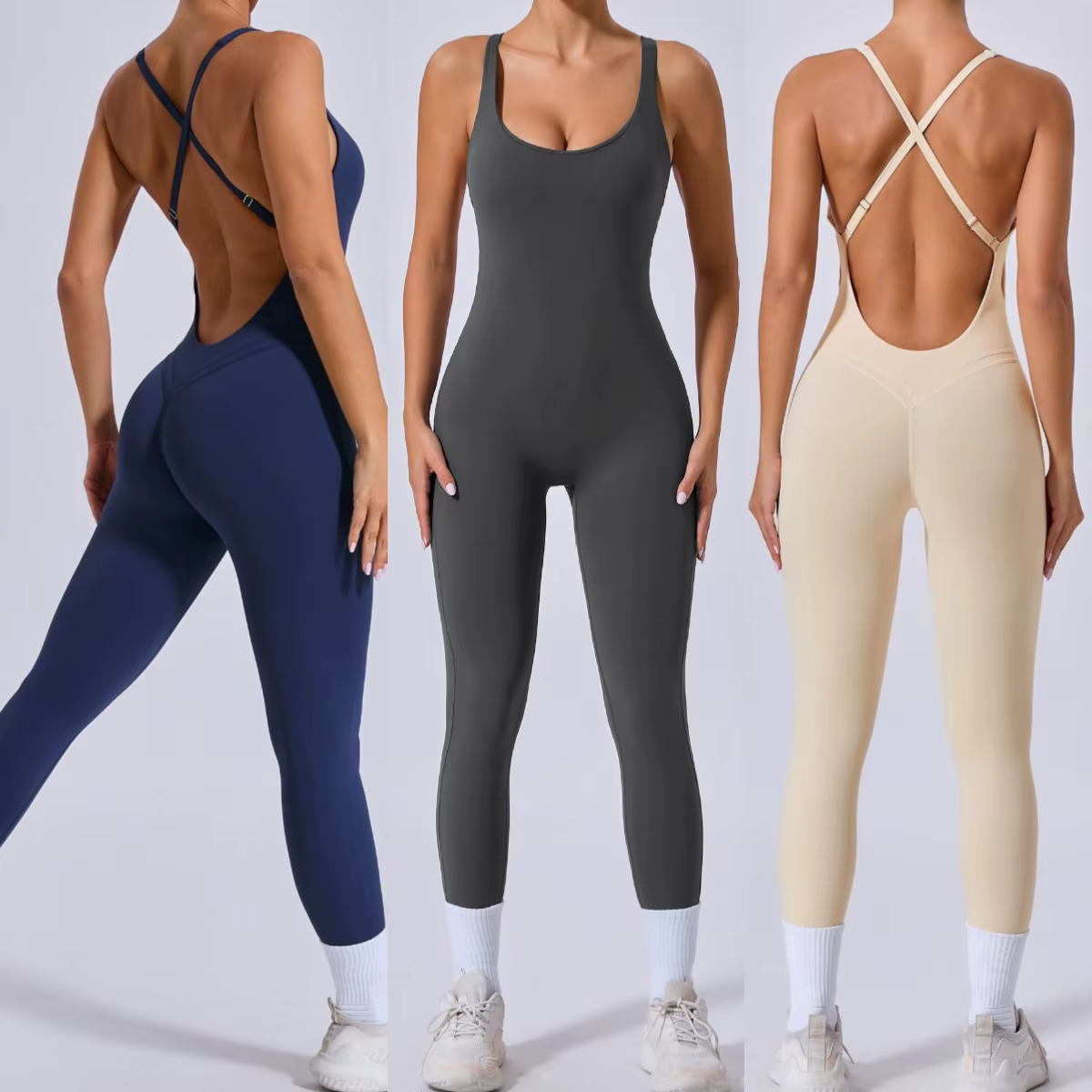 Combinaison une pièce à dos croisé pour femmes