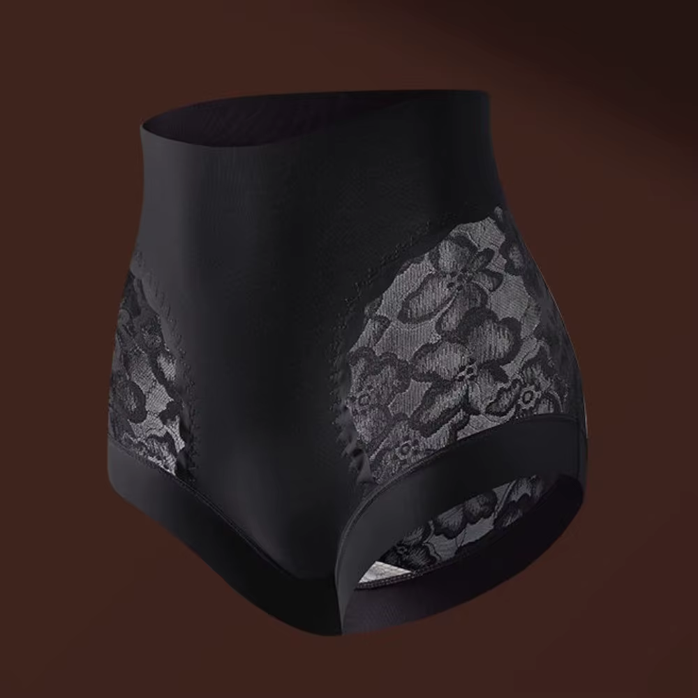 Culotte gainante post-partum taille haute sans couture avec fleurs en dentelle
