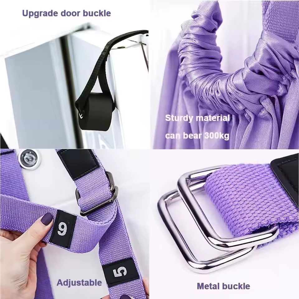 Sangle d'étirement de jambe, équipement d'étirement avec ancre de porte, entraîneur de flexibilité, aide à la courbure pour la danse, Yoga aérien, jambe de Ballet