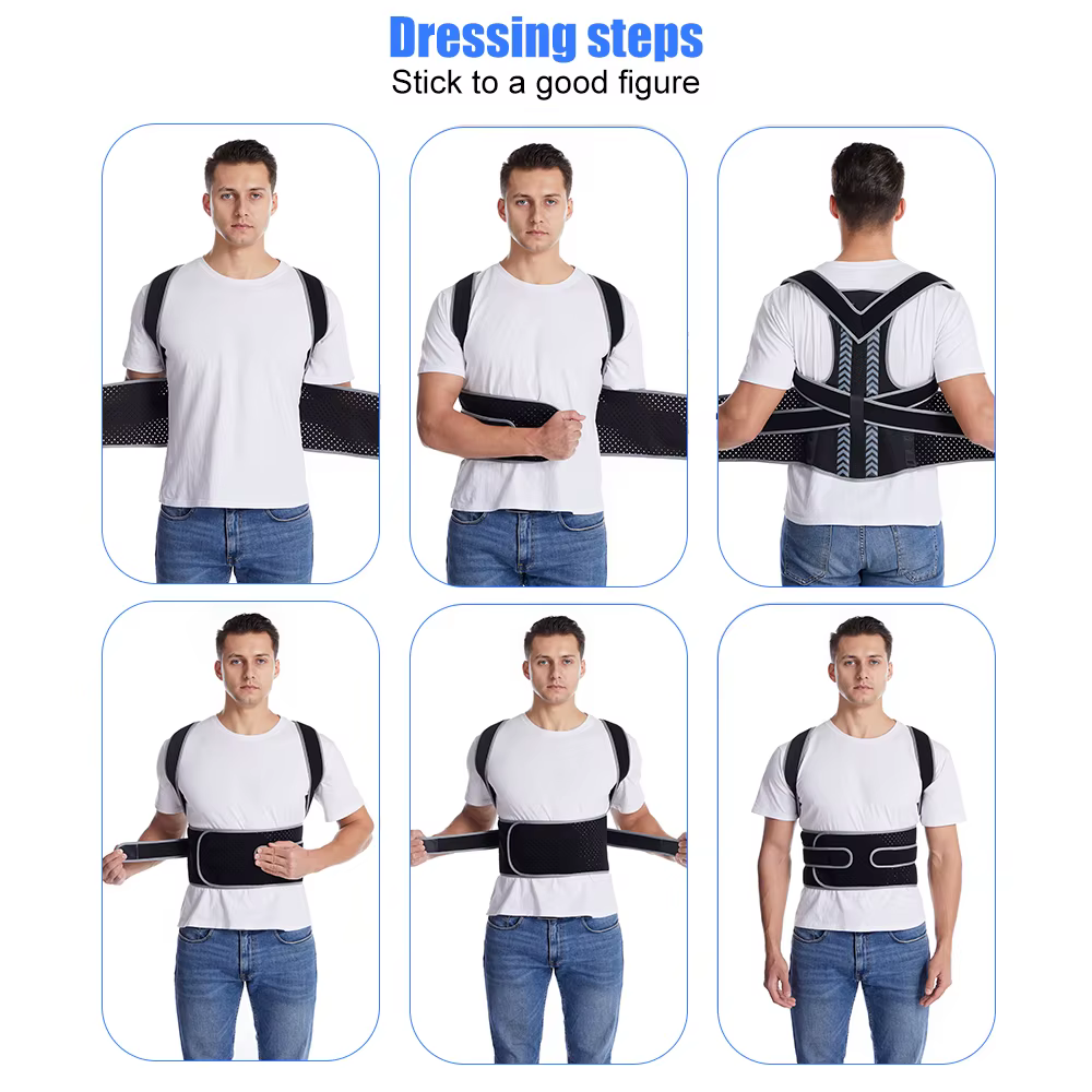 Correcteur de posture pour hommes et femmes – Attelle dorsale réglable pour les douleurs supérieures et inférieures du