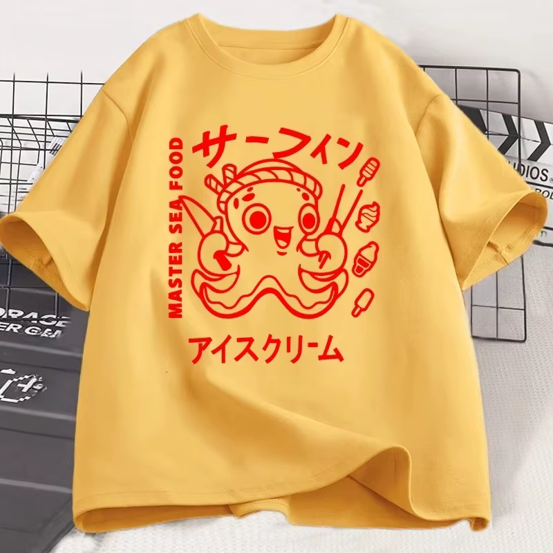 T-shirt manches courtes femme, humoristique et Vintage, avec image de poulpe japonaise, drôle, Y2k, doux, unisexe, décontracté, vêtements pour femmes
