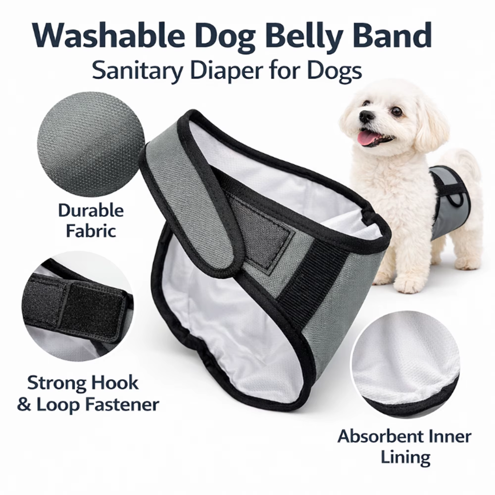 Culotte Sanitaire pour Chien Mâle, Anti-Harcelement, Réglable, pour Période de Chaleur, pour Golden Retriever, Labrador, Chiens de Petite, Moyenne et Grande Taille