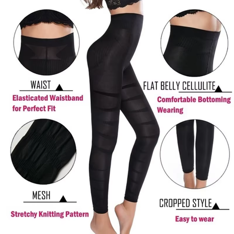 Taille haute Shapewear Anti Cellulite Compression Leggings jambe minceur corps Shaper ventre contrôle collants culotte cuisse plus mince