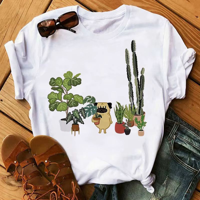 PDPyoga-T-shirt de fitness imprimé graphique animal pour femme, T-shirt Kawaii décontracté, T-shirt Harajuku esthétique, T-shirt blanc Y-Tee, poses drôles
