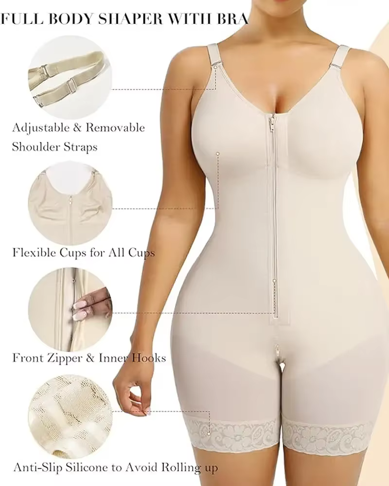 Femmes ventre ventre contrôle bout à bout levage fermeture éclair post-partum BodyShaper Fajas colombien Double Compression Corset taille formateur