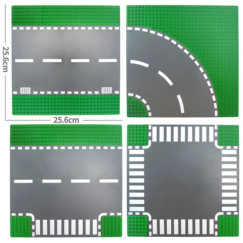 Plaques de base classiques pour blocs de construction, figurines de ville, assemblage de points, plaque de base en brique, plaque de route de rue créative, 32x32, 32x16