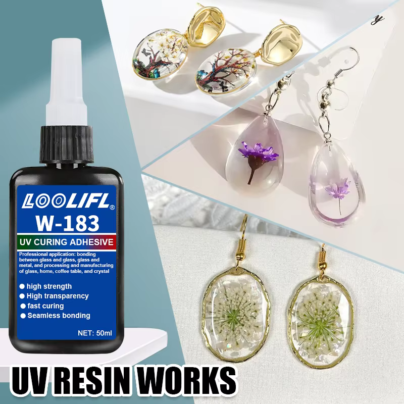 Haute colle UV transparente, imperméable à l'eau, durcissement liquide adhésif UV renforcé pour la fabrication artisanale, modèle de colle diy. (envoi de lampes UV)