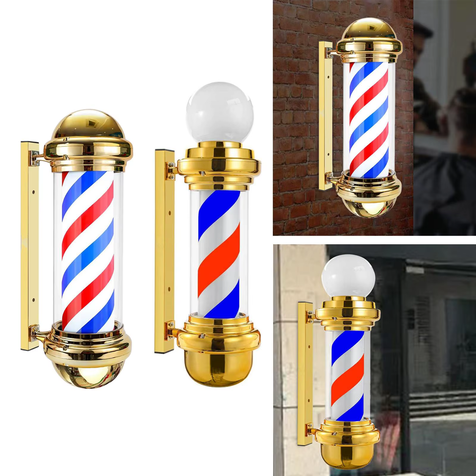 Lumière de poteau de barbier classique, signe classique, lumière LED pour poteau de salon de coiffure pour l'extérieur