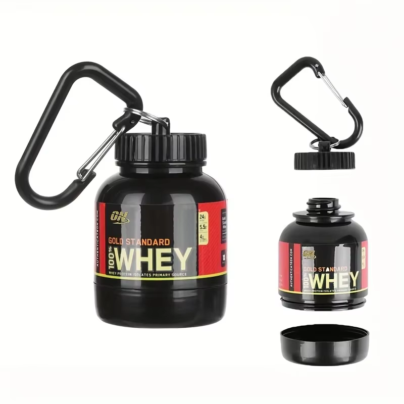 Mini récipient de protéines Portable de 100ML, bouteille de poudre avec porte-clés de lactosérum, entonnoir de santé, boîte à médicaments, petite tasse d'eau