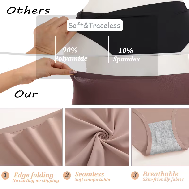 4 pièces/ensemble sans couture taille haute culottes pour femmes Sexy couleur unie