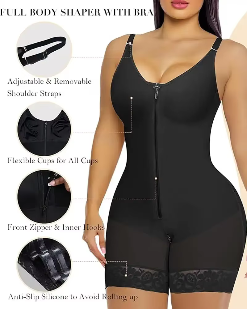 Femmes ventre ventre contrôle bout à bout levage fermeture éclair post-partum BodyShaper Fajas colombien Double Compression Corset taille formateur