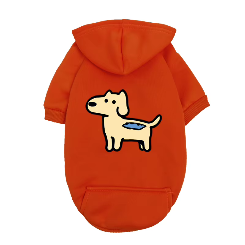 Sweat à capuche marron pour chien – Design de dessin animé pour chiot fantaisiste – Vêtements pour animaux de compagnie en polaire douce pour petites races – Confortable et élégant