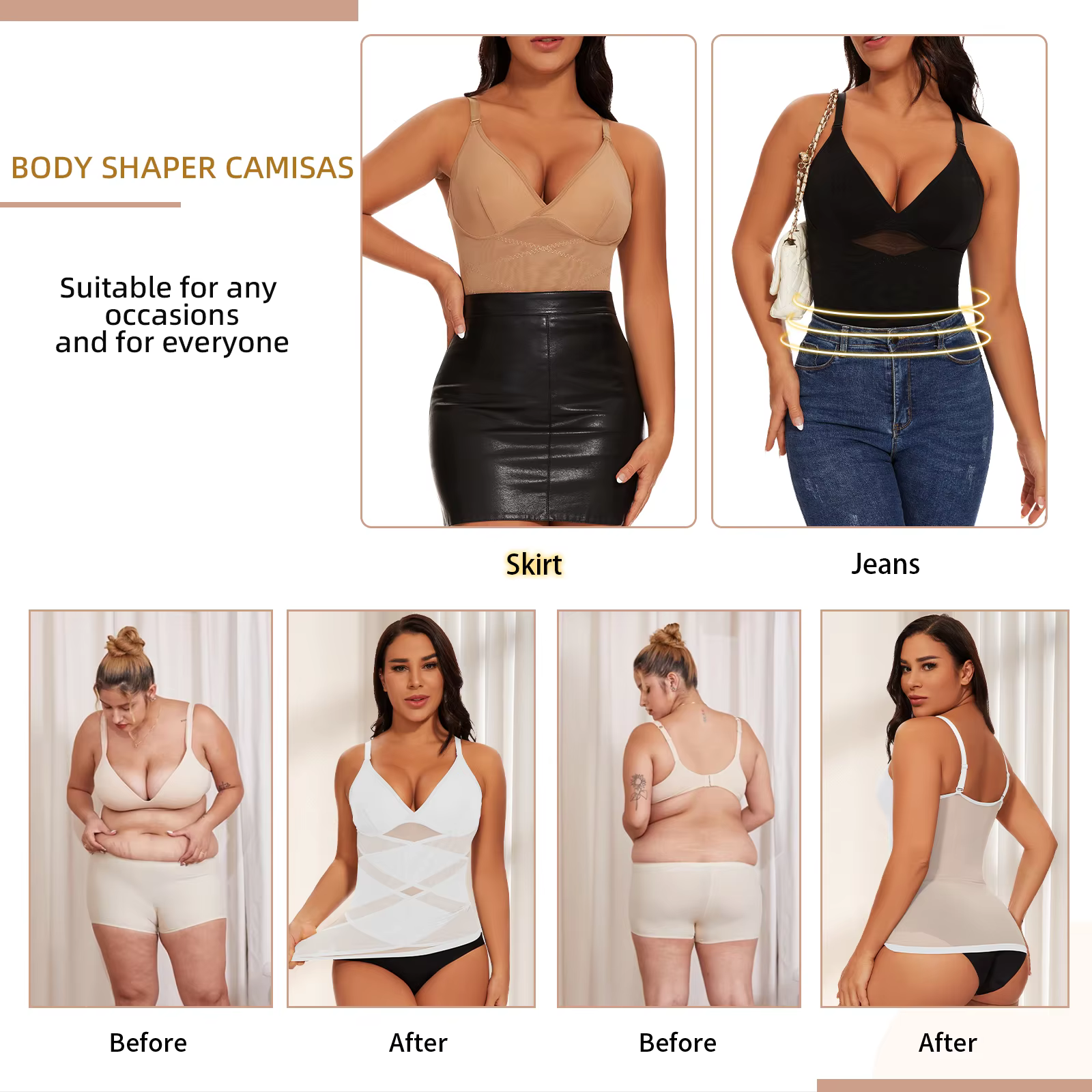 Body Shaper pour femmes contrôle du ventre Shapewear débardeurs de Compression haut caraco col en v Camisoles sans