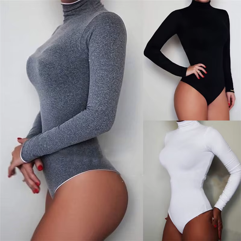 Body noir à manches longues pour femmes