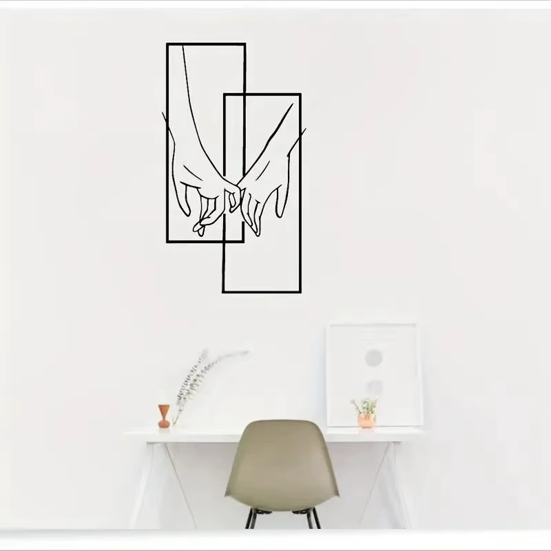 Affiche d'art de couple de mains tenant la main pour hommes et femmes, autocollant mural en vinyle, décor d'art abstrait moderne, chambre à coucher de porche, 1PC