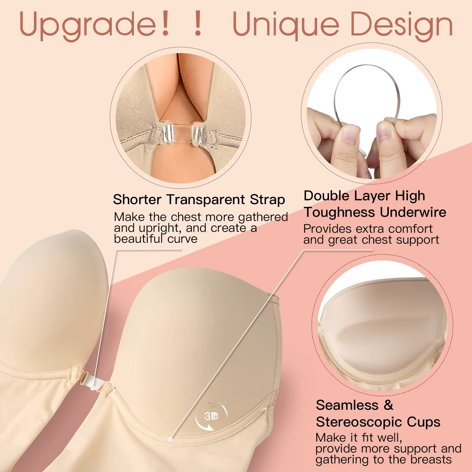 Sexy dos nu profond V plongeant Shapewear body Invisible sans bretelles Bralette sculptant froncé sangle