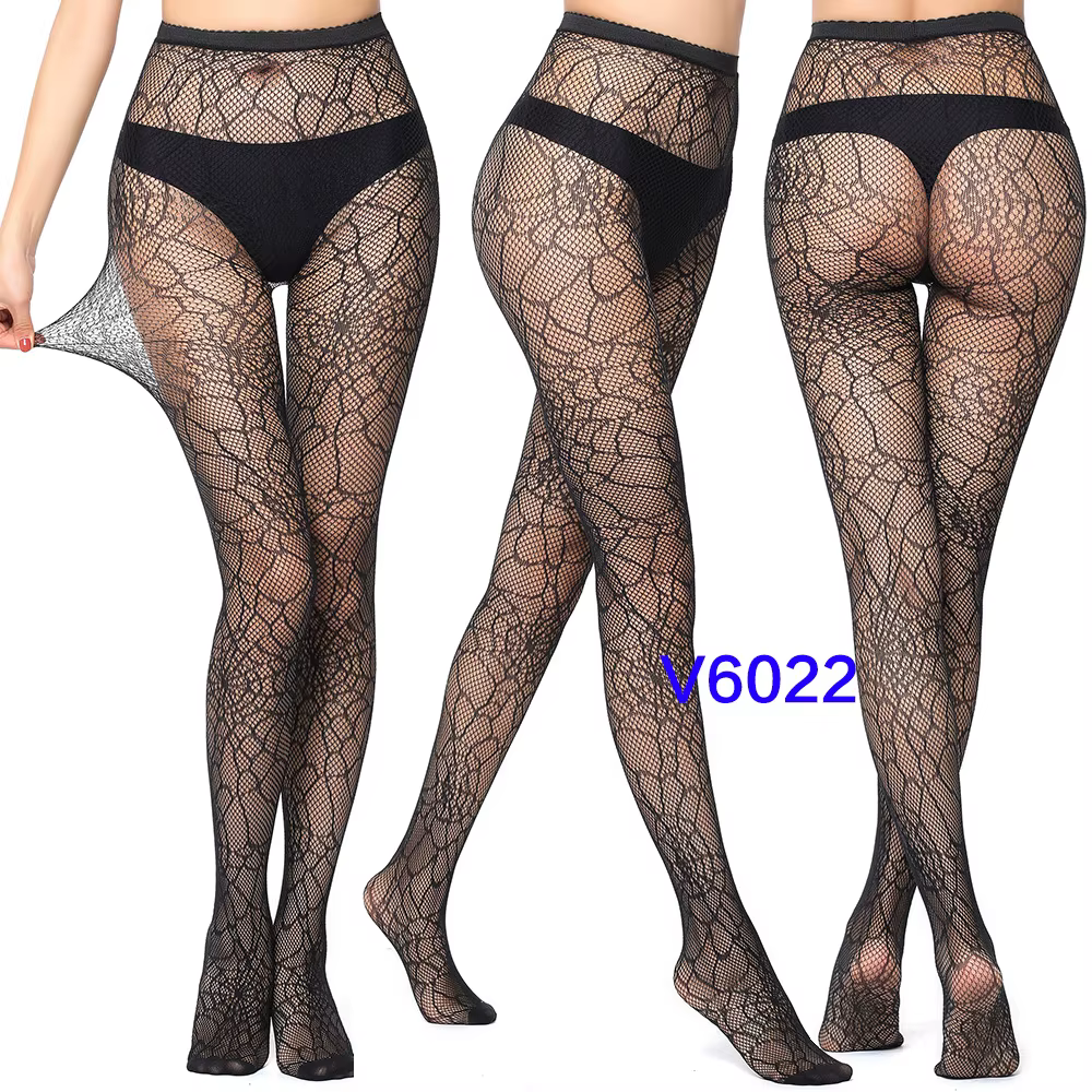 Bas résille collants à motifs en dentelle