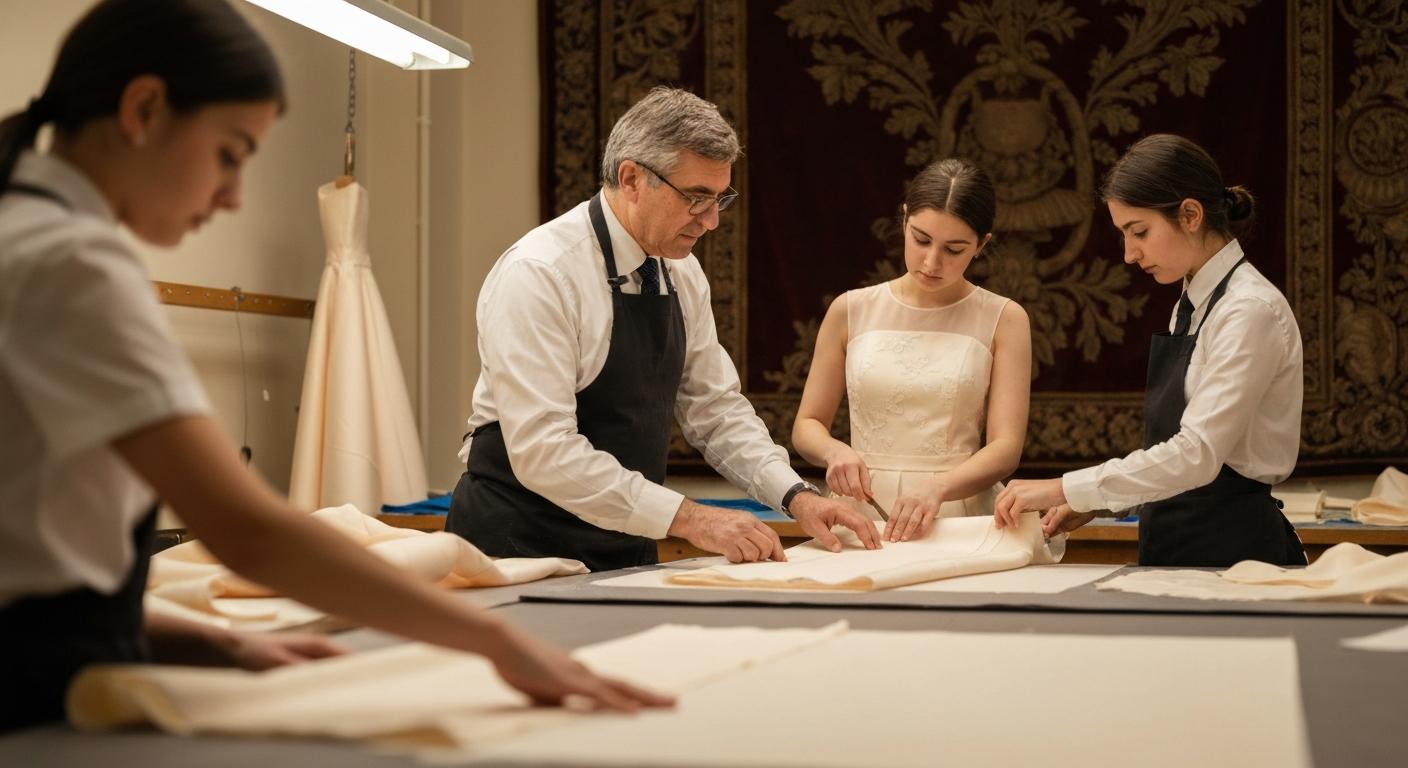 Vue intérieure d'un atelier parisien — fabrication artisanale du gainant